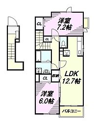 グランフォレストA 2LDKの間取図画像