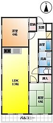 アイリスビル 3階2LDKの間取り