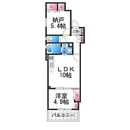 CASA　CALMA菱木 3階1SLDKの間取り