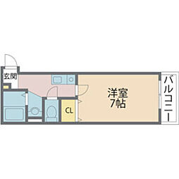 阪急神戸本線 武庫之荘駅 徒歩8分の賃貸アパート 3階1Kの間取り