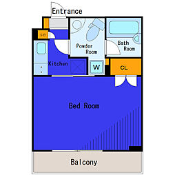 東急目黒線 武蔵小山駅 徒歩13分の賃貸マンション 4階1Kの間取り