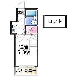 パレス島橋 1Kの間取図画像