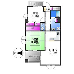 STムアナ 2LDKの間取図画像