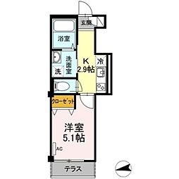 M HOUSE GRANDE 1階1Kの間取り