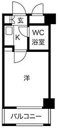 クリオ石川台壱番館 4階1Kの間取り