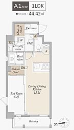 アジールコート武蔵新田 2階1LDKの間取り
