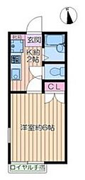 アヴニールB 1Kの間取図画像