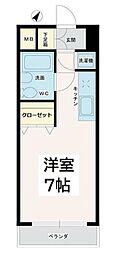 マルベリーコート 4階ワンルームの間取り