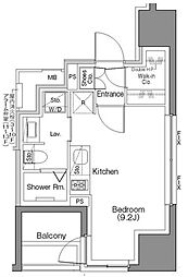 ザ・パークハビオSOHO大手町 5階ワンルームの間取り