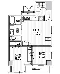 ミリアレジデンス上池袋 4階2LDKの間取り