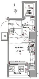 プレセダンヒルズ八王子 ワンルームの間取図画像