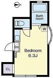 メゾンランノ 2階ワンルームの間取り