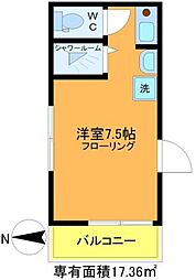 フランボワーズ北千住 ワンルームの間取図画像