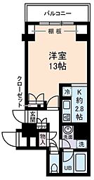 ユニロイヤル九段南 4階1Kの間取り