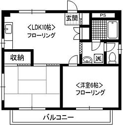 アゼリアオオクボ 3階2LDKの間取り