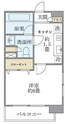 エコロジー白山レジデンス 5階1Kの間取り