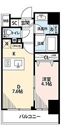 プレール・ドゥーク秋葉原III 7階1DKの間取り