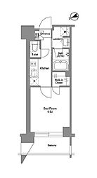 ザ・ケンジントン・レジデンス芝浦 6階1Kの間取り