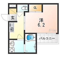 阪急京都本線 上新庄駅 徒歩10分の賃貸アパート 2階1Kの間取り