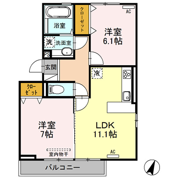 ラグーナ 301｜新潟県新発田市中曽根町２丁目(賃貸アパート2LDK・3階・56.71㎡)の写真 その2