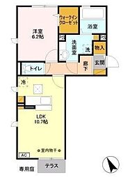 Crea Fleur 1階1LDKの間取り