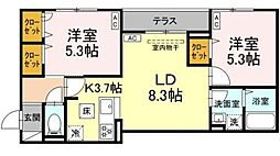 都営新宿線 一之江駅 徒歩13分の賃貸アパート 1階2LDKの間取り