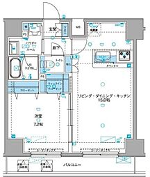 ジェノヴィア浅草IIIグリーンヴェール 4階1LDKの間取り