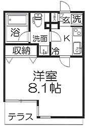 ジュリー・ムーIII 1階1Kの間取り