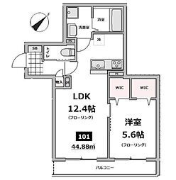 仮称メゾン・ド・ソレイユ 1階1LDKの間取り