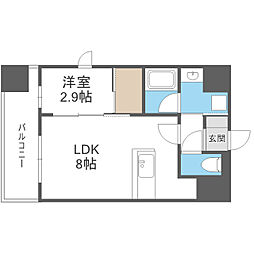 グランフォーレプライム千早 4階1LDKの間取り