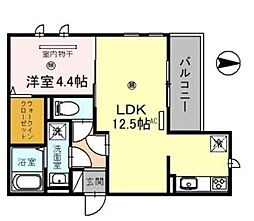 D-room宇須光 1LDKの間取図画像