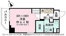 ルシェロ平井 9階1Kの間取り