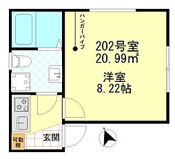 ノーブル四ツ木 2階1Kの間取り