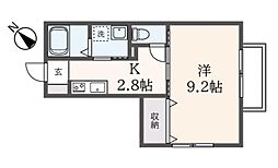 ハピネスI 1階1Kの間取り
