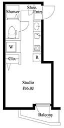 セレブラーレ町屋 2階ワンルームの間取り