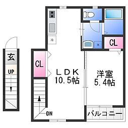 和歌山電鐵貴志川線 日前宮駅 徒歩12分の賃貸アパート 1階1LDKの間取り