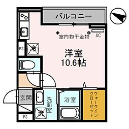 ソレイユ　ラ　コリーヌ東川口 3階ワンルームの間取り
