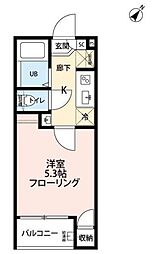グランクオール潮見 1Kの間取図画像