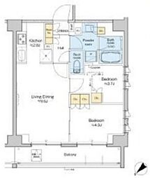 プラウドフラット墨田曳舟ディアージュ 4階2LDKの間取り