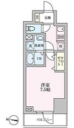 アーバンパーク扇大橋 5階1Kの間取り