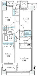 It's東京フォーサイトスクエア 3LDKの間取図画像