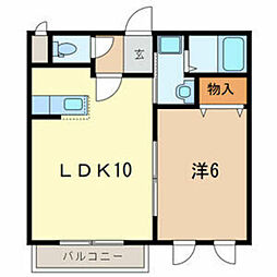 ライネス北越谷 1LDKの間取図画像