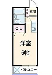 プリマ田無 1階1Kの間取り