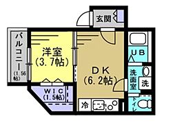 TF蘇我 2階1DKの間取り