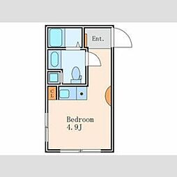 CONTEL TOGOSHI 3階ワンルームの間取り