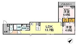 セレスティア江戸川III 2階2LDKの間取り