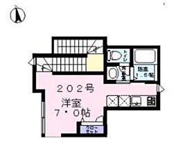 ラルーチェ 2階ワンルームの間取り