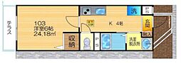 カーサビアンカ 1Kの間取図画像
