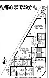 ヴィラ一之江 1階ワンルームの間取り