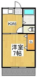 藤ハイツ 2階1Kの間取り